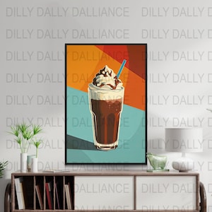Poster chocolademilkshake - milkshakeprint - keukenmuurkunst - digitale download - hoge kwaliteit 300 dpi - jpeg-bestand - uniek kunstwerk