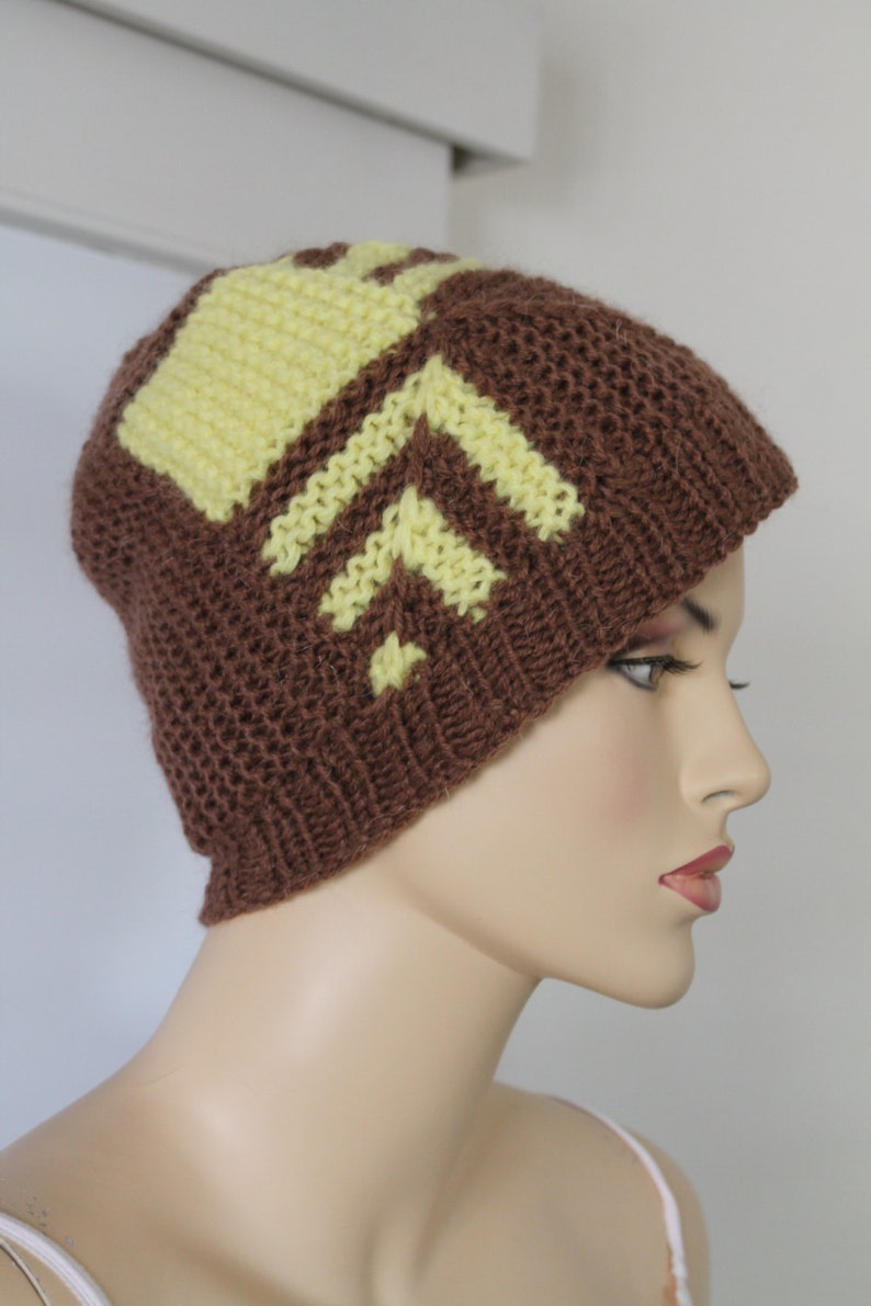 Luxury yarn Brown Yellow Chunky Hand Knitted Hat for Men Women Winter accessories Knit beanie Warm Winter hat Ready to ship