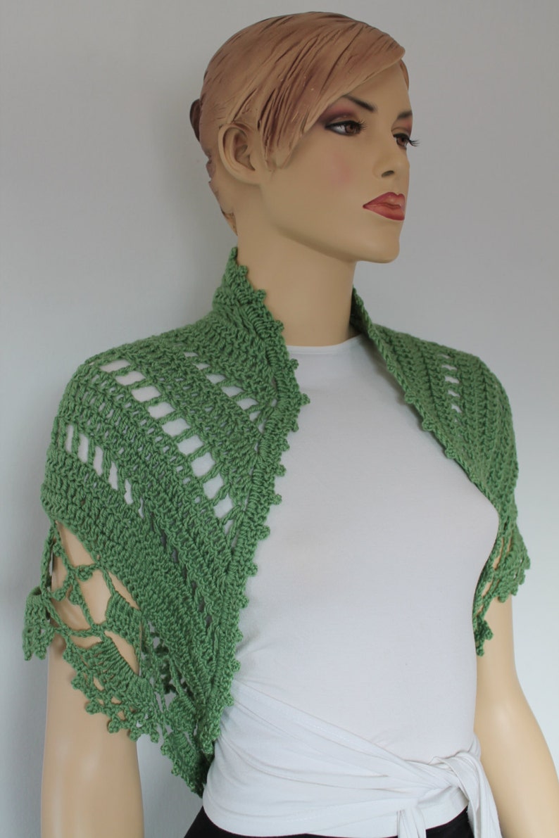 Green Triangle Lace Crochet Scarf Shawl Chunky Cowl Neck | Etsy