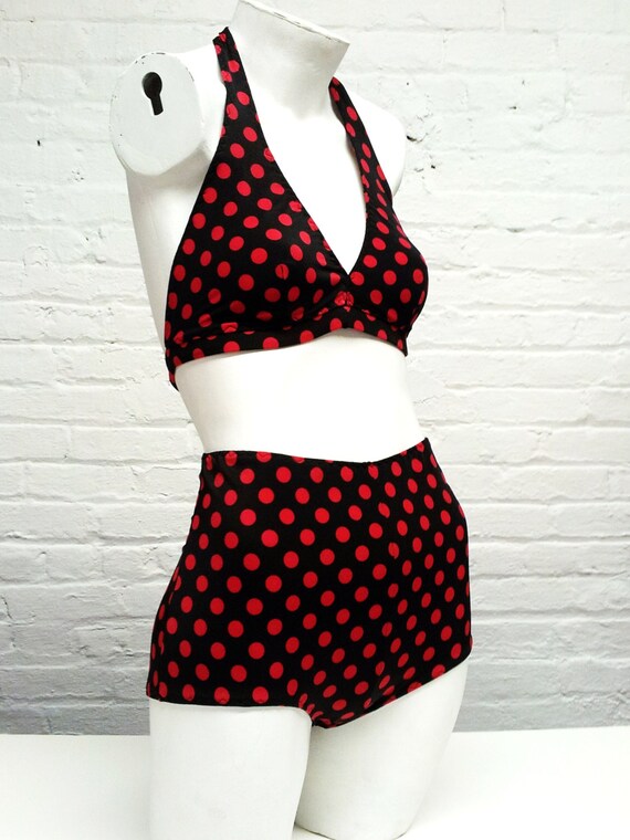 polka dot high waist bikini swimsuit