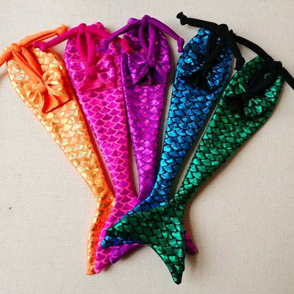 Set of 5 mermaid tail sets in rainbow colors for 12" fashion dolls, handmade, doll costume, for girls, party gifts, 1:6 scale