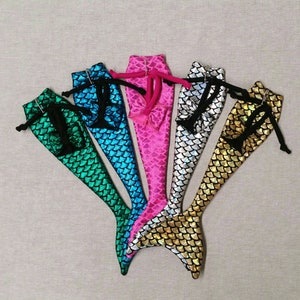 Set of 5 Doll mermaid tail sets in metallic colors, for 11.5&quot; fashion dolls 1:6 scale, birthday party favor, water play, gift for a girl