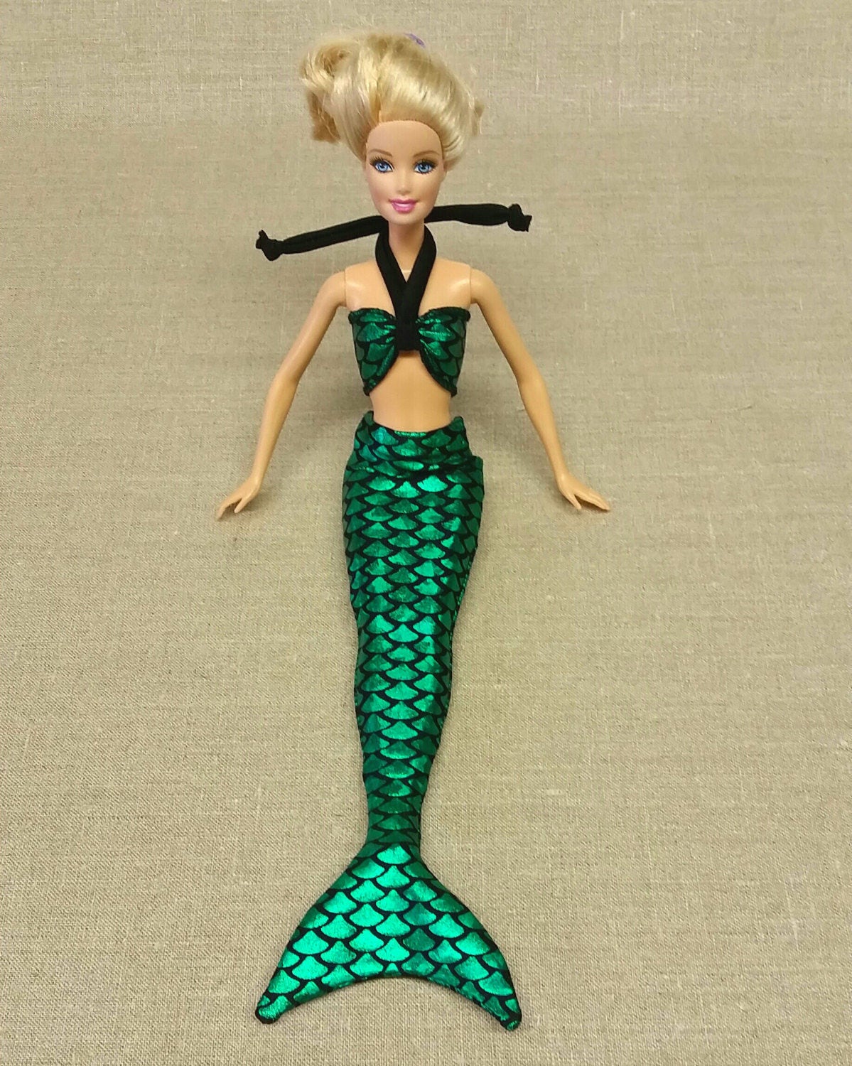 Mermaid Tail and Top Set for 12 Fashion Dolls Green Metallic Fish