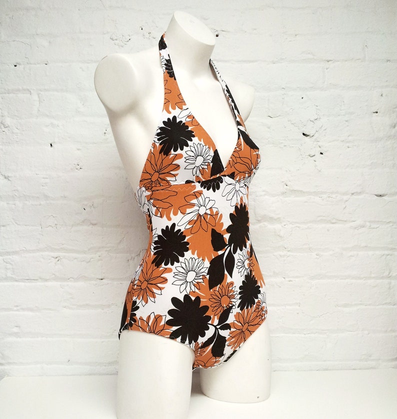 Retro Swimsuit / Halter One Piece / Halter Maillot / Custom Etsy