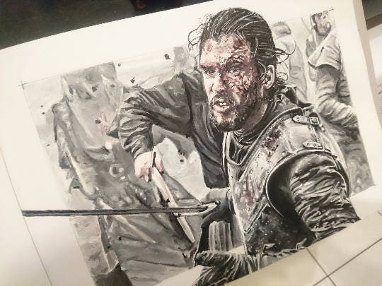 Jon Snow Game Of Thrones -  original handpainted acrylic painting 10x14''