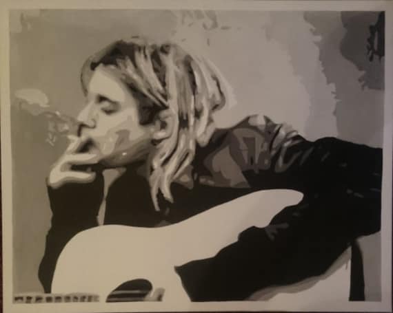 Kurt Cobain Nirvana acrylic painting - handpainted art