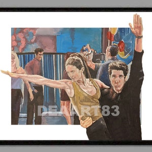 Friends - Ross and Monica THE ROUTINE - 11&#39;&#39; x 14&#39;&#39; original art print