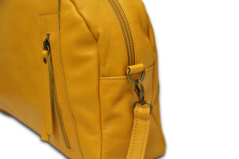 Stylish leather bag Women handbag Yellow handbag Soft | Etsy