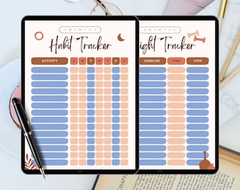 Weight Tracker Planner, Fitness Planner, Weight Loss Tracker, Workout Planner Fitness Journal, Wellness, Health Goal, Meal Planner, Selfcare