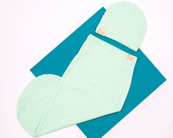 Mint Dot, Original Cocoon Swaddle Sack + Beanie Hat Set