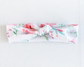 Floral, Top Knot Headband, Headband, Tie Headband, Knot Headband, Adult Headband, Baby Headband, Toddler Headband
