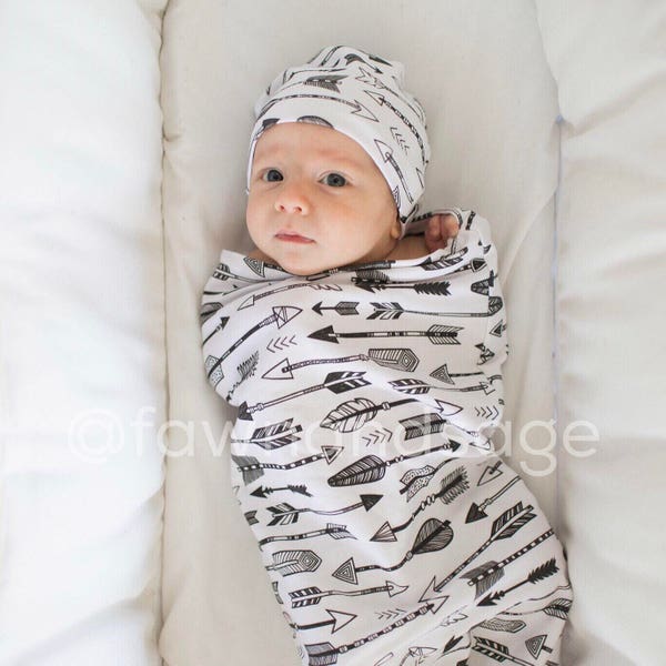 Pfeil, wickeln Sack Swaddle, Cocoon, schlafen Sack, wickeln, Neugeborene, Stirnband, Top Knot, Kokon wickeln, Cocoon Sack, Neugeborenenfotografie