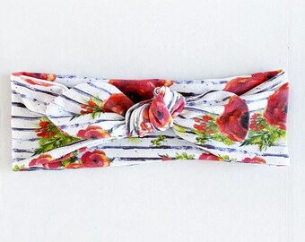 Floral, Top Knot Headband, Headband, Tie Headband, Knot Headband, Adult Headband, Baby Headband, Toddler Headband