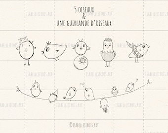 Birds doodle bundle to download Svg, hand drawn birds ,birds on a wire jpg, birds pdf, cute birds  png, sketch birds eps, dxf clipart