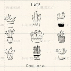 Cactus dessinés à la main à télécharger svg, cactus format jpg, doodle de cactus pdf, cactus png, croquis cactus eps, dxf clipart