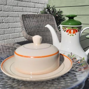 Vintage-Butterdose 'Zeeland' von Petrus Regout Maastricht in wunderschönen Retro-Farben
