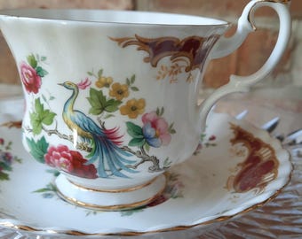 Royal Albert English teacup with peacock - 'Chatelaine' design - vintage gift