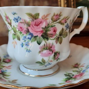 Royal Albert - Vintage-Teetasse und Untertasse für Herren - große Moosrose
