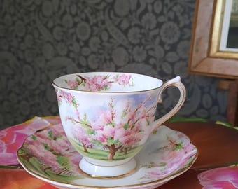 Royal Albert Blossom Time Teacup and Saucer – Vintage English Porcelain – Romantic Tableware – Cottagecore – Collector's Item