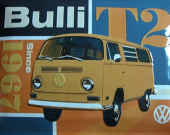 Retro Blechschild Bulli  VW Camper Van T2 1967