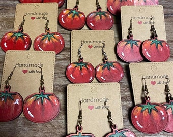 Tomato wooden Earrings