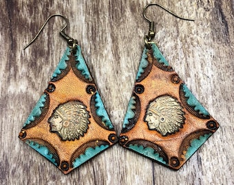 Tooled Leather Earrings