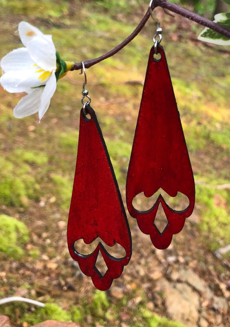 Veg Tan leather earrings image 3