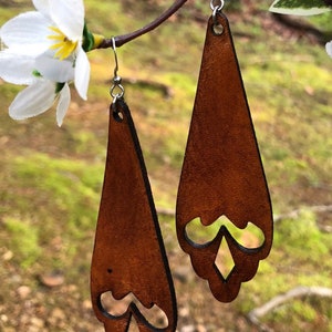 Veg Tan leather earrings image 1