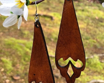 Veg Tan leather earrings