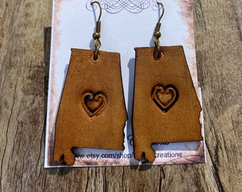 Alabama State Earrings - Leather Earrings