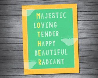 Muttertag - Muttertag Wandkunst Glücklicher Muttertag Druck Liebevolle Mutter Zärtliche Mutter Muttertag Grafik Radiant Mom Schöne Kreidedrucke