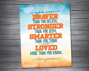 Mother's Day - Mother's Day Wall Art Happy Mother's Day Print Brave Mom Mother I Love You Mum Mother's Day Graphics Strong Mother Mom Prints