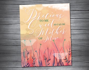 Mother's Day - Mother's Day Wall Art Happy Mother's Day Print Sweet Mom Precious Mom Mother's Day Graphics Mother of Mine Pretty Mom Prints
