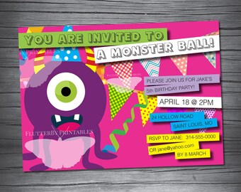 Jungen Geburtstag Party Baby Party Einladung Geburtstag Ausdrucke Monsters Ball personalisierte Monster Einladung Geburtstag Einladung digitaler Download