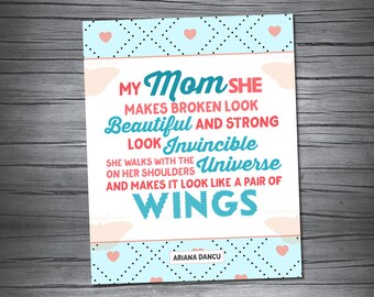 Muttertag - Muttertag Wandkunst Happy Mother's Day Print Ehre Mama Mutter Flügel Muttertag Grafiken Moms My Universe Schöne Drucke