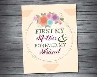 Mother's Day - Mother's Day Wall Art Happy Mother's Day Print Honor Mom 1st My Mom Mother's Day Graphics Mom Forever Friend Beautiful Prints
