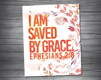 CHRISTIAN - Epheser 2:8 Christliche Wandkunst Inspirierende Kunst Christliche Kunst Christliche Schriften Christliches Design Inspirierender Wanddruck