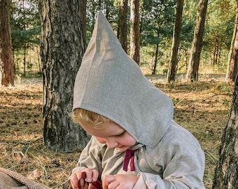 Haube/Kopftuch aus Leinen für ein kleines Wikinger Mädchen aus der Wikingerzeit als Sonnenschutz und historische Kostümierung