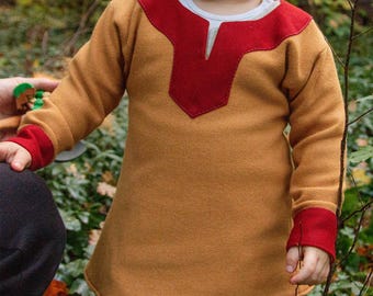 Birka wool tunic with wool hems/borders and 2 wedges for Early Medieval little Slavic Viking boy/toddler/child for historical costume