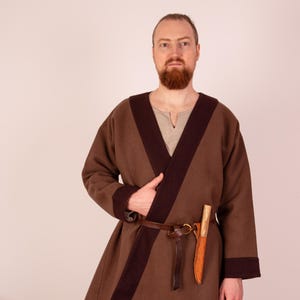 Early Medieval Scandinavian Viking wool coat &quot;Klappenrock&quot; for Viking Man Warrior costume | Medieval woollen wrap coat for reenactment