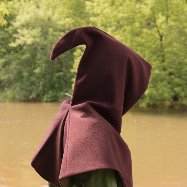 Early Medieval Hedeby wide warm wool hood with linen lining for Viking man and woman historical reenactment costume | Medieval warm hood