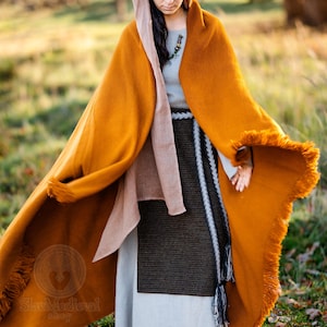 HANDWOVEN & hand-dyed 100% wool Early Medieval Rectangular Cloak-Blanket with fringe for Slavic Viking woman historical reenactment costume