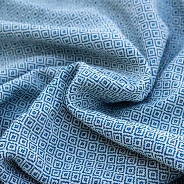HANDWOVEN 100% wool diamond twill blue/white fabric 350 gr/m2 for sewing, early medieval reenactment, viking and slavic costumes, for craft
