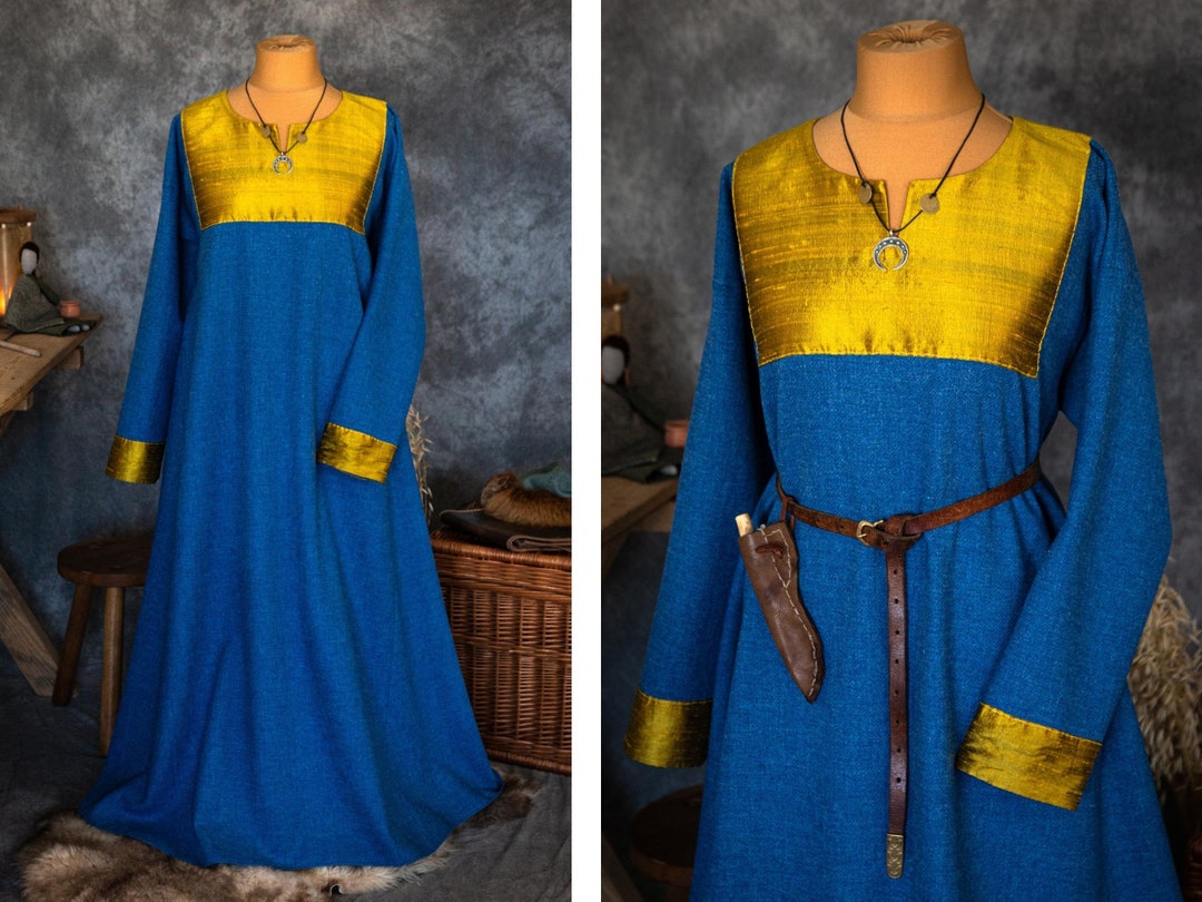 Early Medieval Wool Dress With Natural Silk Hems for Viking - Etsy