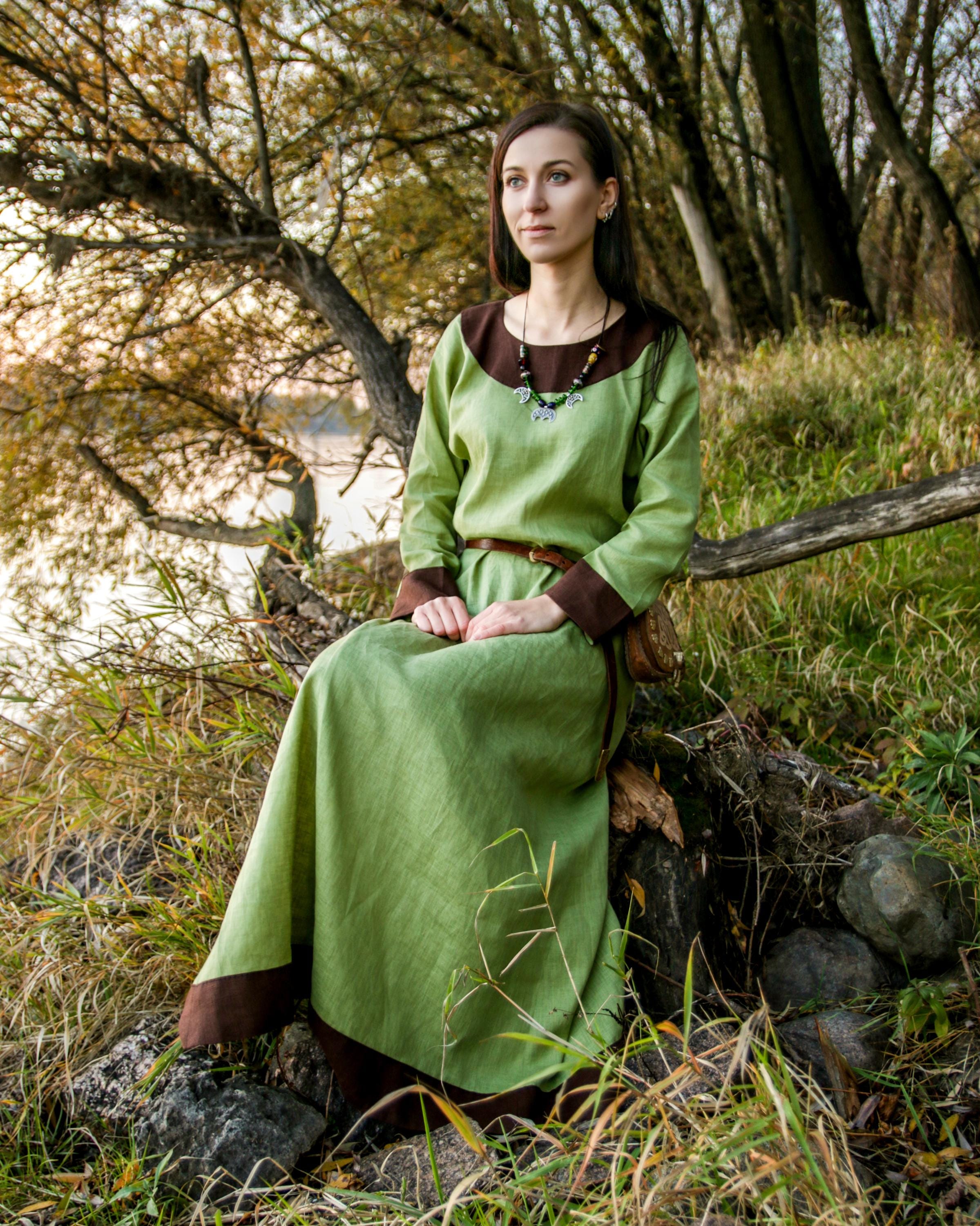chinese dress ladies Women's Medieval Linen Tunic Dress Cosplay Underdress – vikingshields