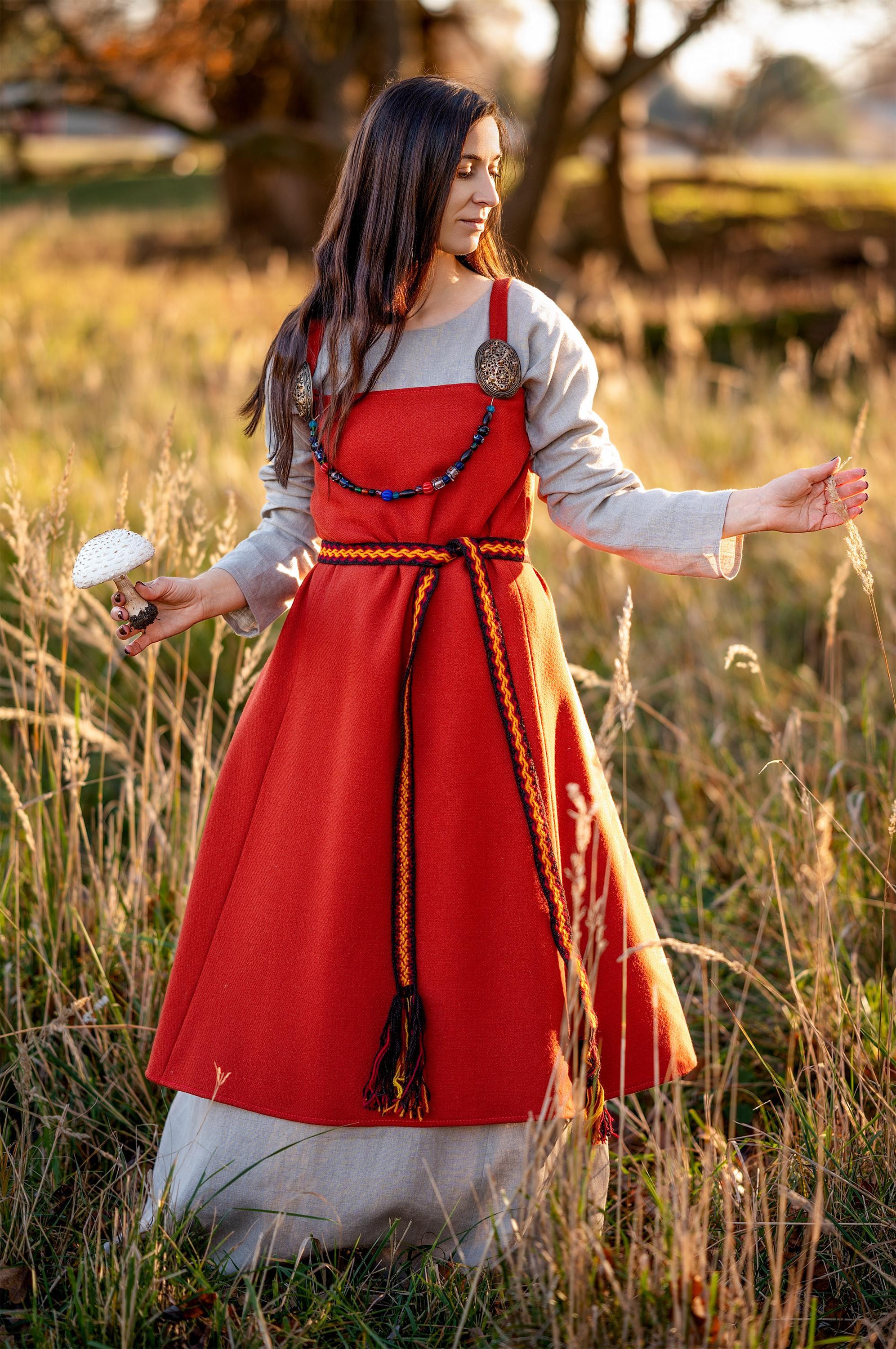 Robe Tunique NIKKIS En Laine - Rouge Et Grise, Taille L - Occasion Très Bon État