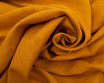 Natural pure 100% yellow linen, Flax yellow fabric 185g/m2 medium thickness soft for clothes and home decorations reenactment, washed linen