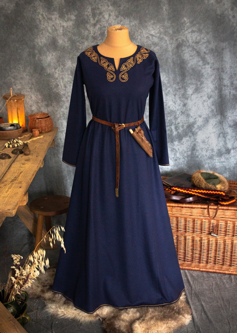 Early Medieval Wide Wool Dress With Split Neckline and - Etsy