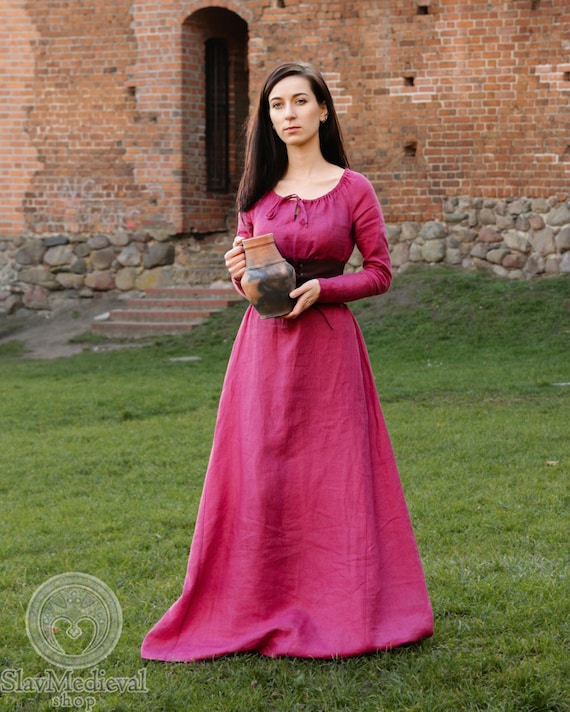 green emerald velvet dress Full Length 100% Cotton Summer Dress Renaissance Faire Chemise Red main image 0