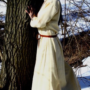 Early Medieval Birka warm wool dress T-tunic with two wedges, round neckline for Viking and Slavic woman historical reenactment costume image 4